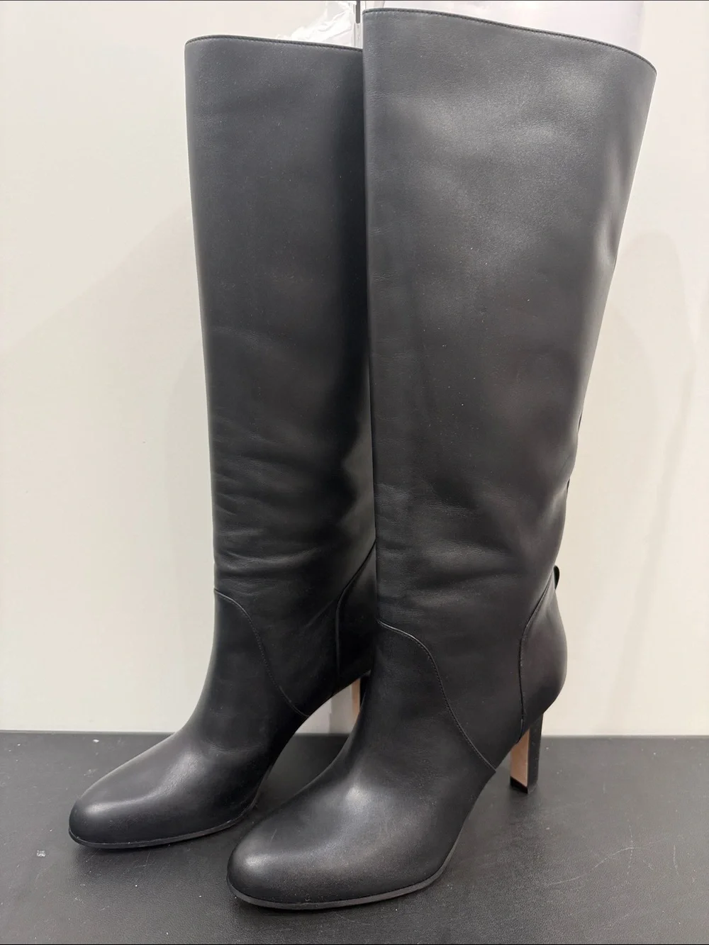 Veronica Beard Tarian Women's Tall Black Leather High-Heel Boots